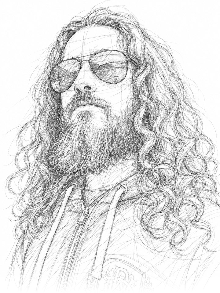 Retrato a lápiz de Javier Ponz